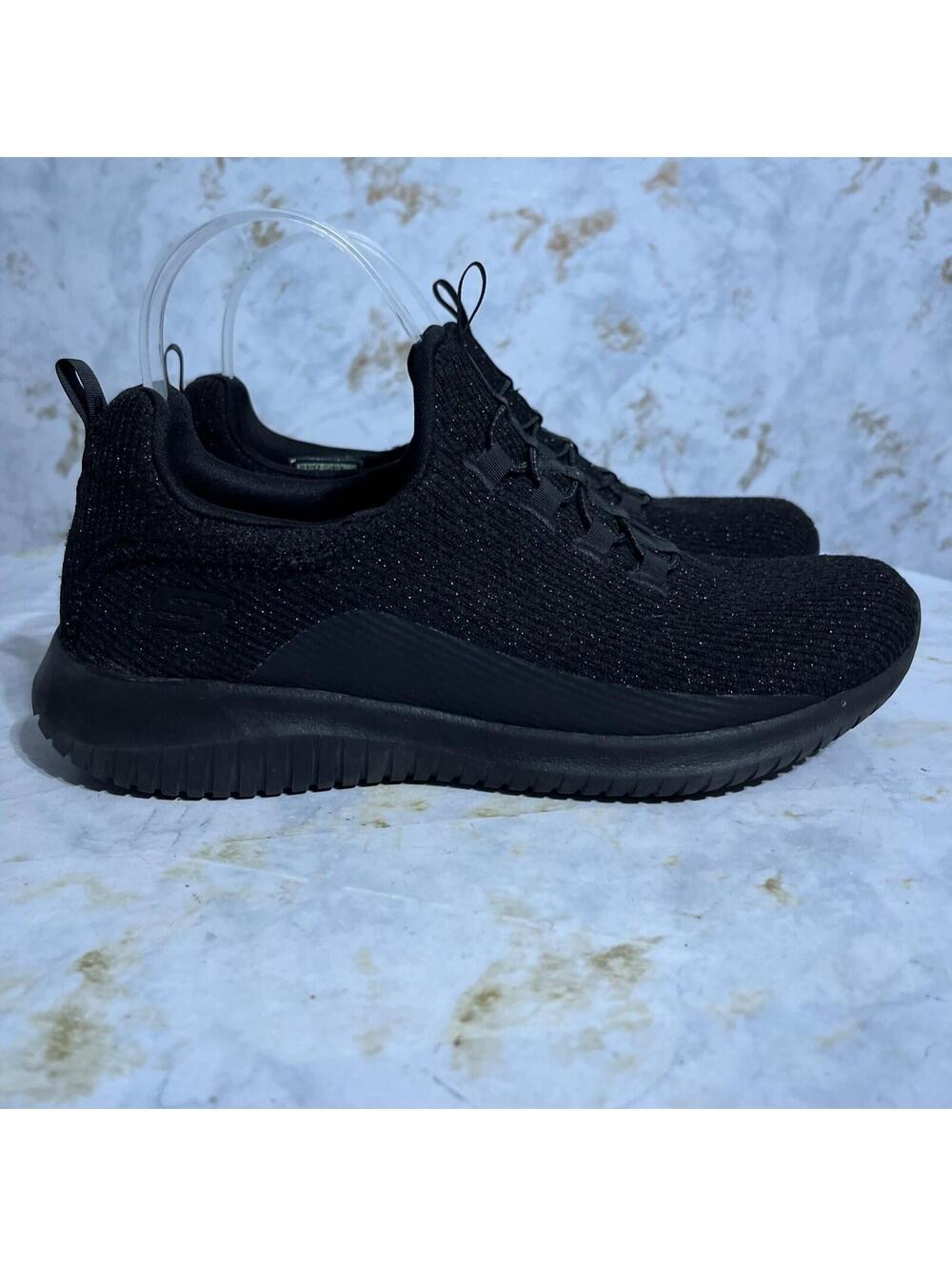 Skechers Ultra Flex Women's Size 8 Shoes Black Sparkle Comfort Athletic Sneakers